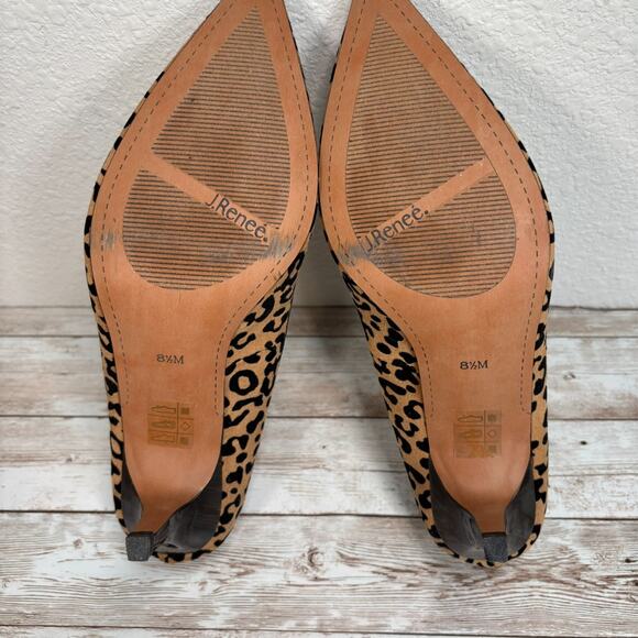 J RENEE Alipha Pumps 8.5 Cheetah Suede Pointed Toe Professional Classic Heels - Picture 10 of 12